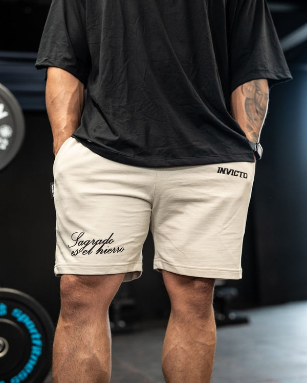 Pantaloneta Beige Sagrado es el hierro